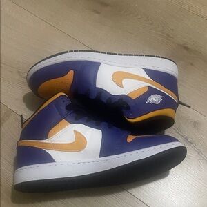 Nike Laker Shoes White, Purple, and Yellow Sneakers